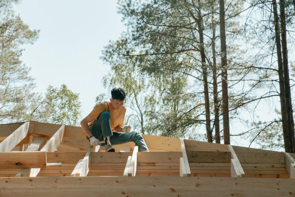Construction worker on roof