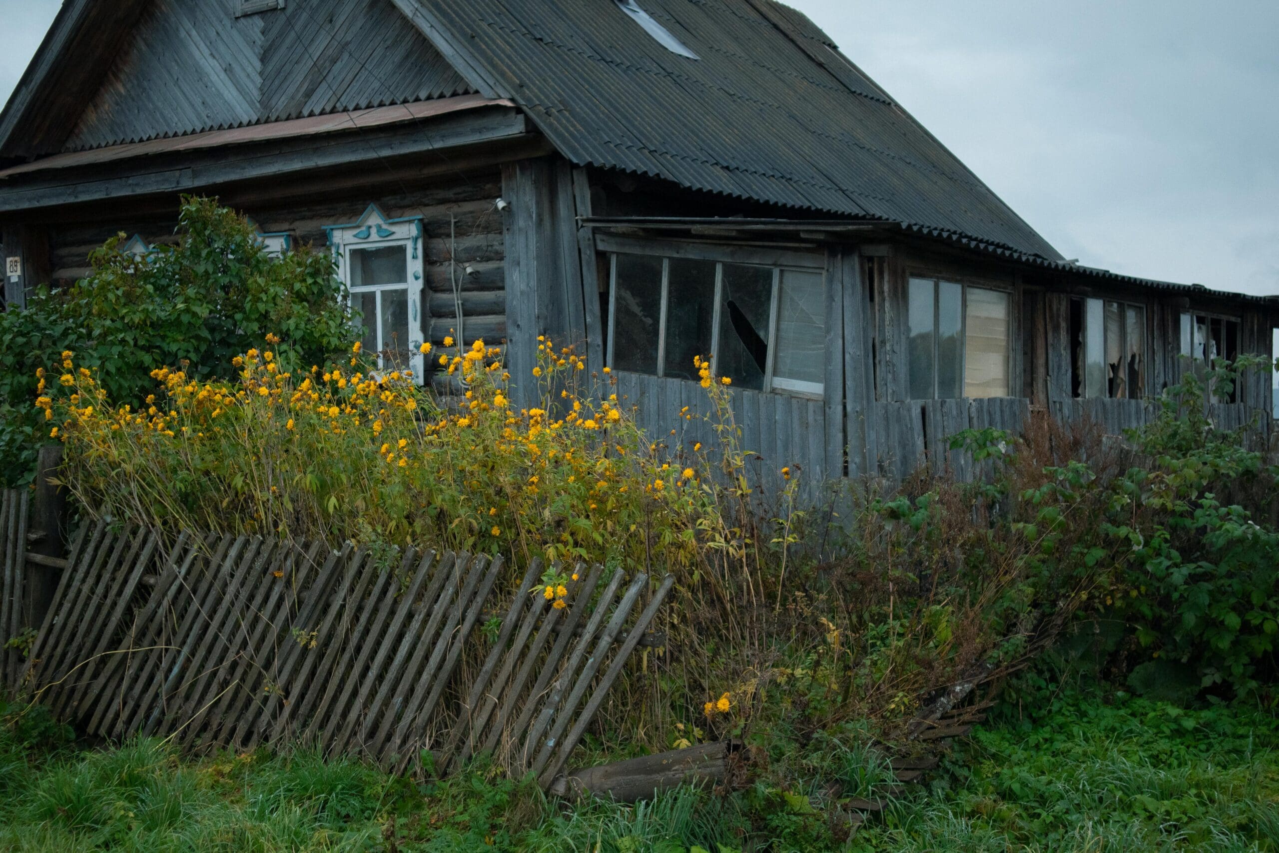 dark house with dark roof